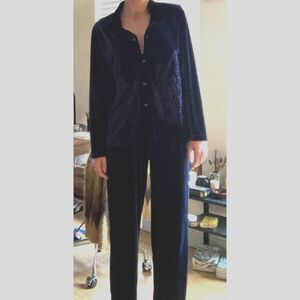 Vintage Midnight Blue Velvet Two Piece Set (S)